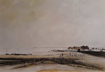 aquarelle ferme et vasiere